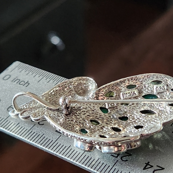 Nicky Butler 925 Sterling Silver Parrot Brooch Pendant Green Chalcedony Peridot
